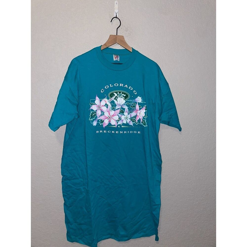 1990s Vintage Jerzees CO Colorado Breckenridge Graphic Sleeper Sleep Shirt 90s V